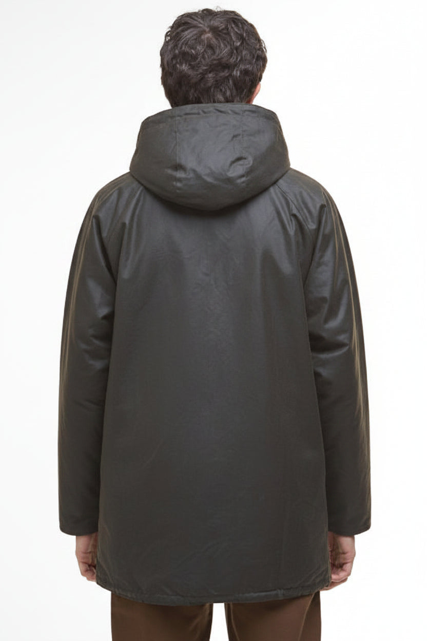 Mens Waxed Parka Jacket - Olive