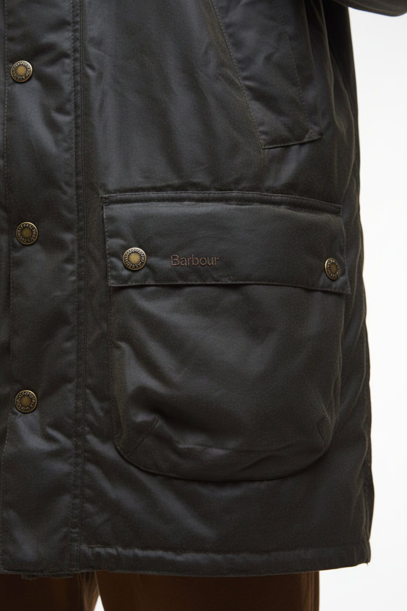 Mens Waxed Parka Jacket - Olive