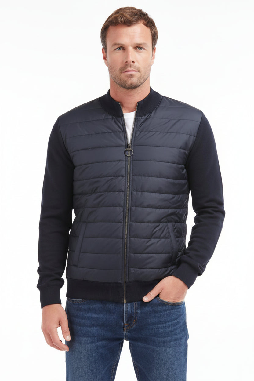 Mens Baffle Zip Sweater - Navy