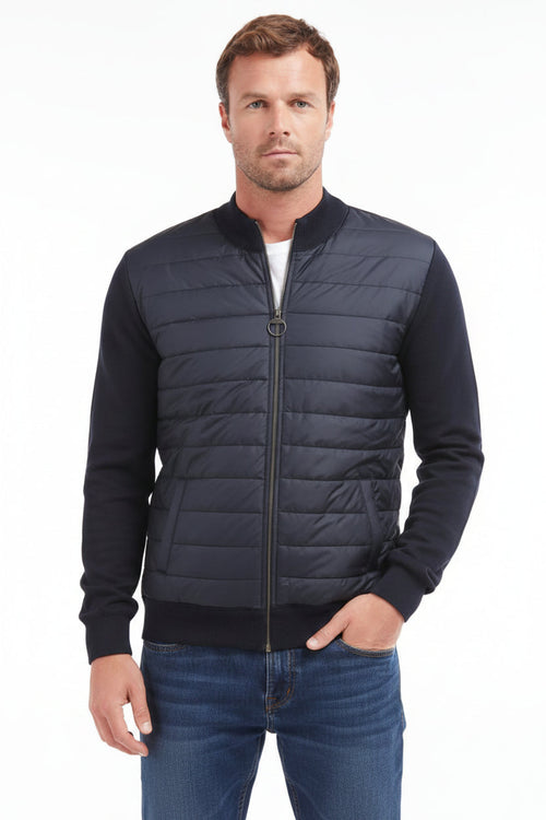 Mens Baffle Zip Sweater - Navy