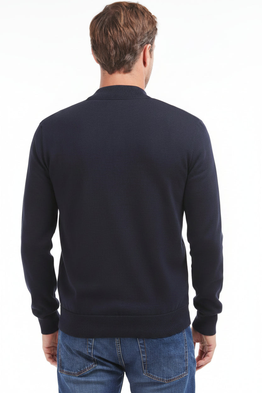 Mens Baffle Zip Sweater - Navy