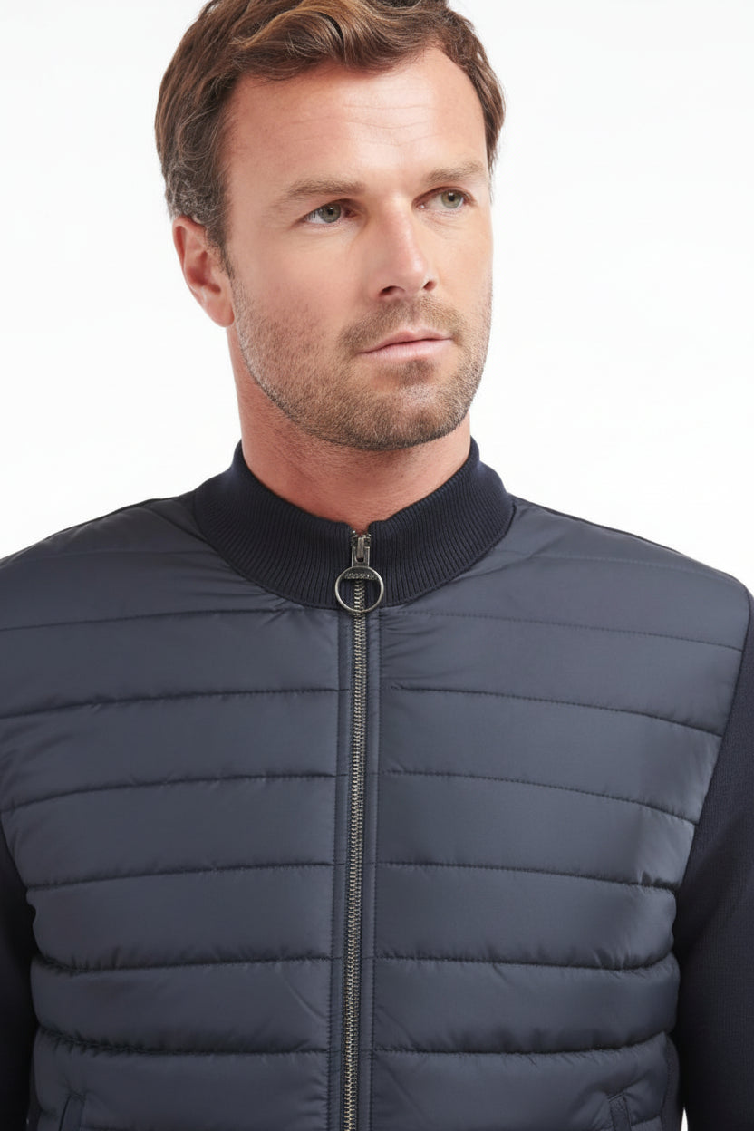 Mens Baffle Zip Sweater - Navy
