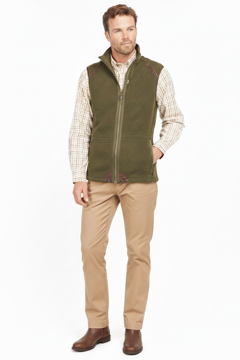 Mens Fleece Gilet - Olive