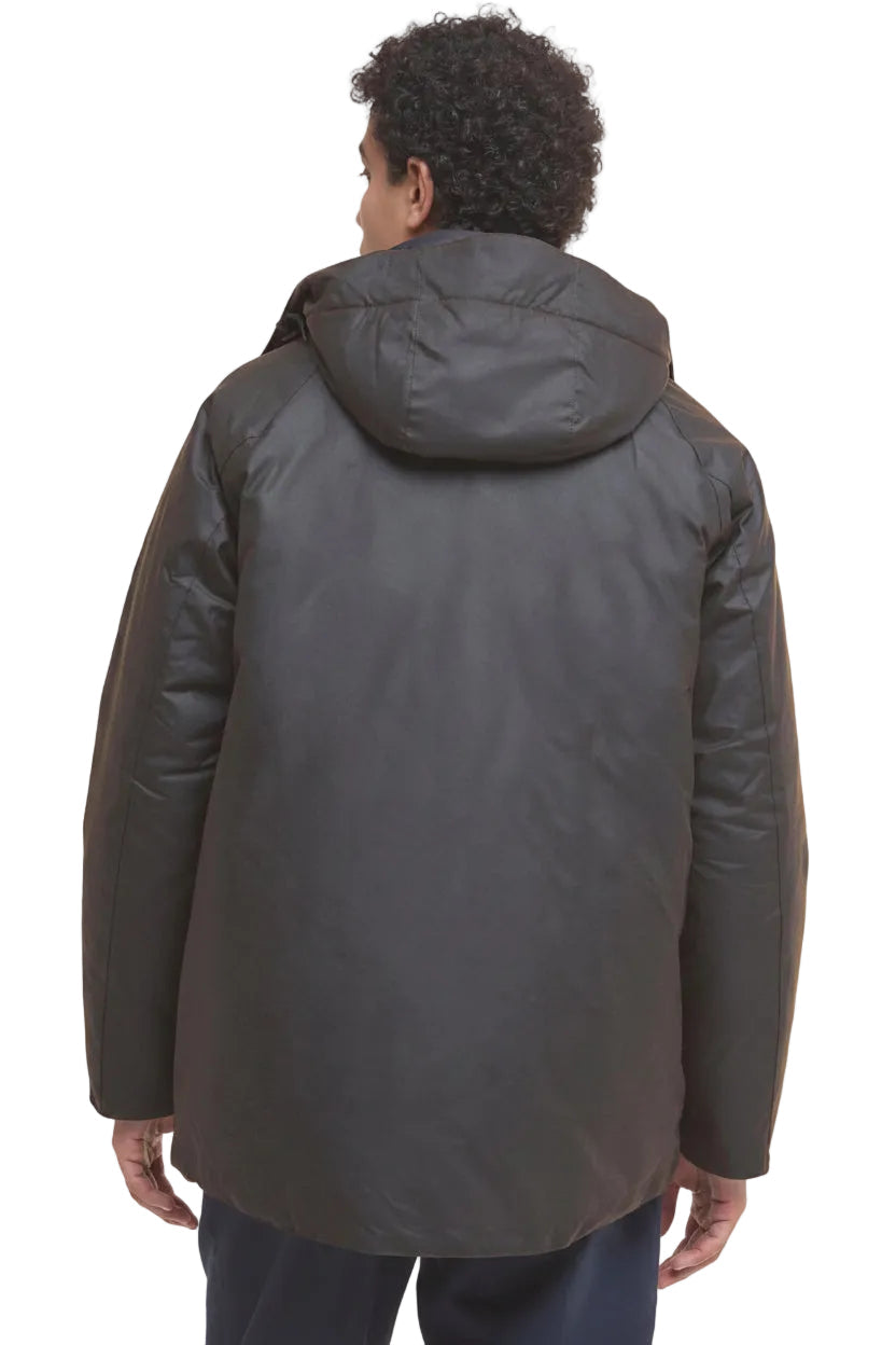 Mens Waxed Parka Jacket - Brown