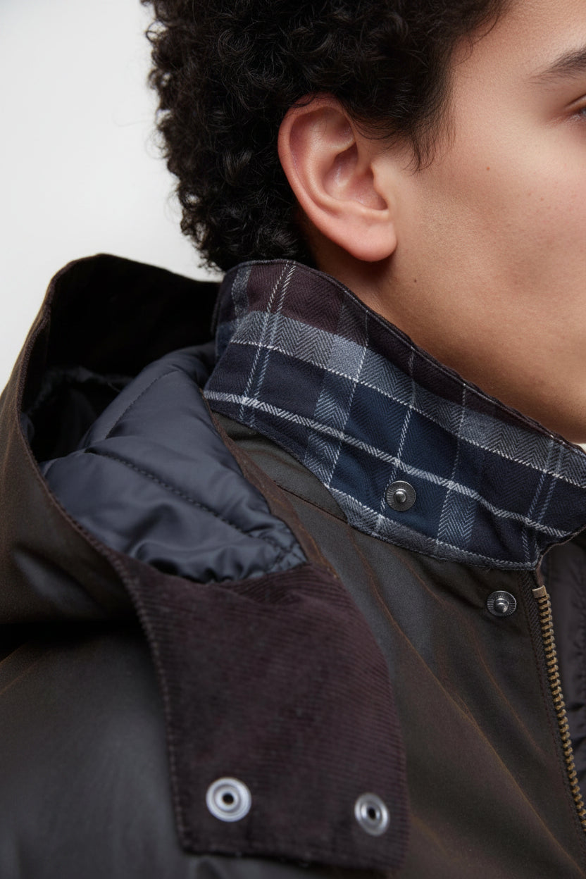 Mens Waxed Parka Jacket - Brown