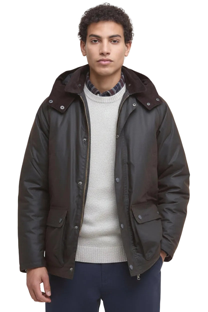 Mens Waxed Parka Jacket - Brown