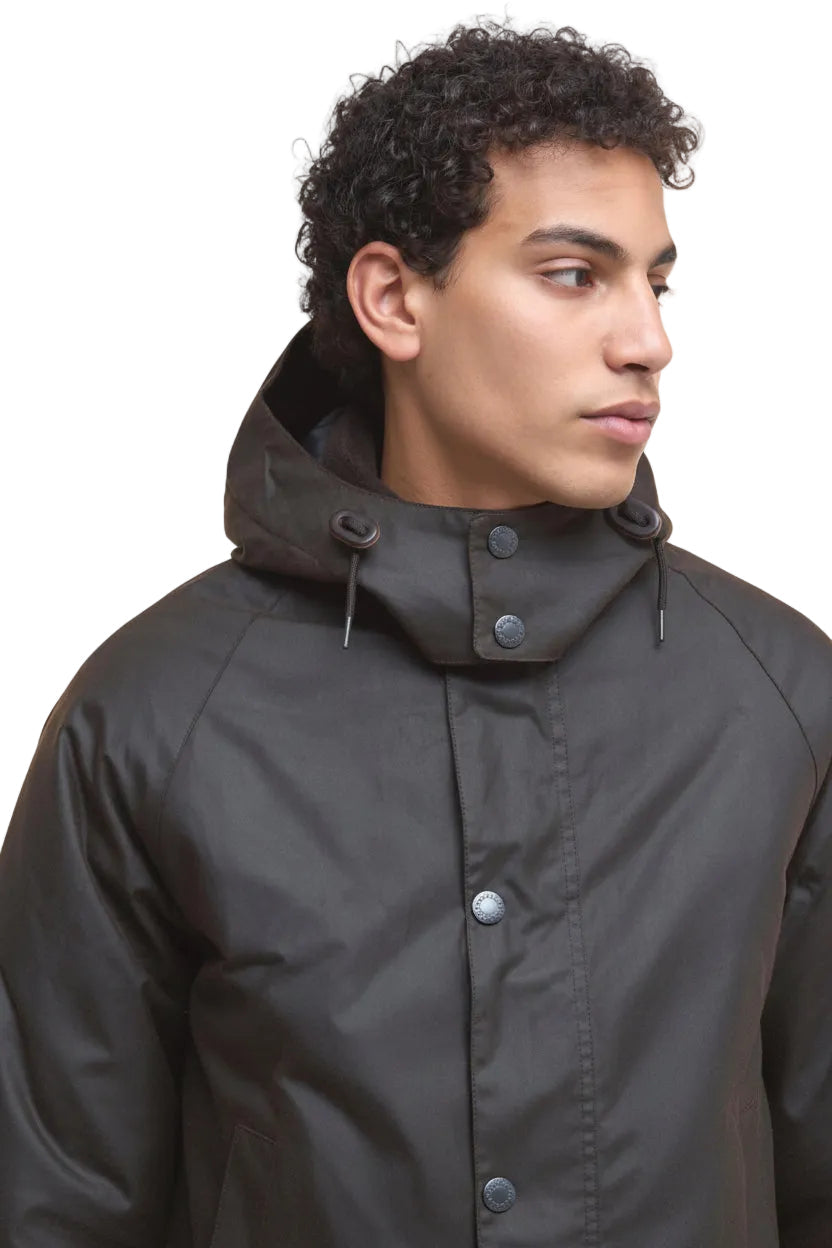 Mens Waxed Parka Jacket - Brown