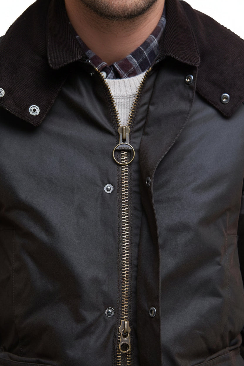 Mens Waxed Parka Jacket - Brown