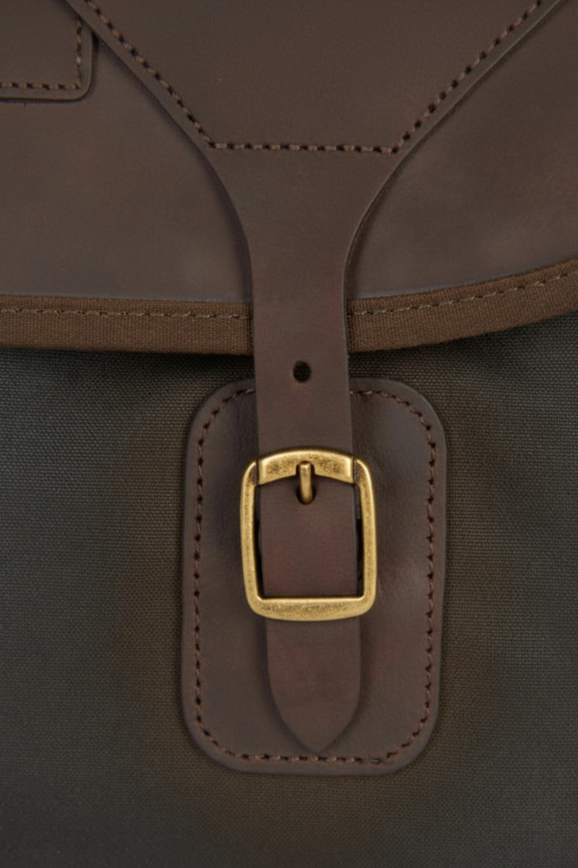 Wax & Leather Messenger Bag - Dark Olive