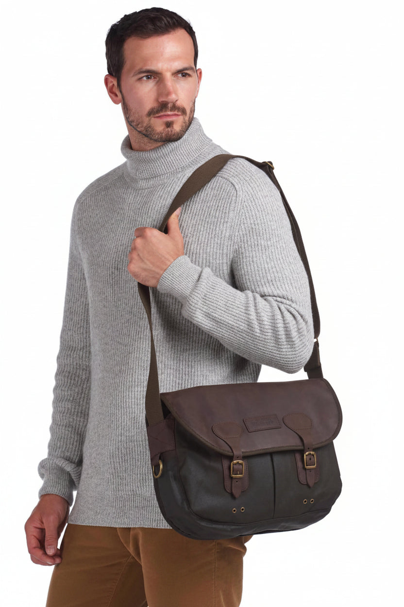 Wax & Leather Messenger Bag - Dark Olive