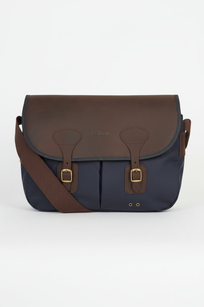Wax & Leather Messenger Bag - Navy