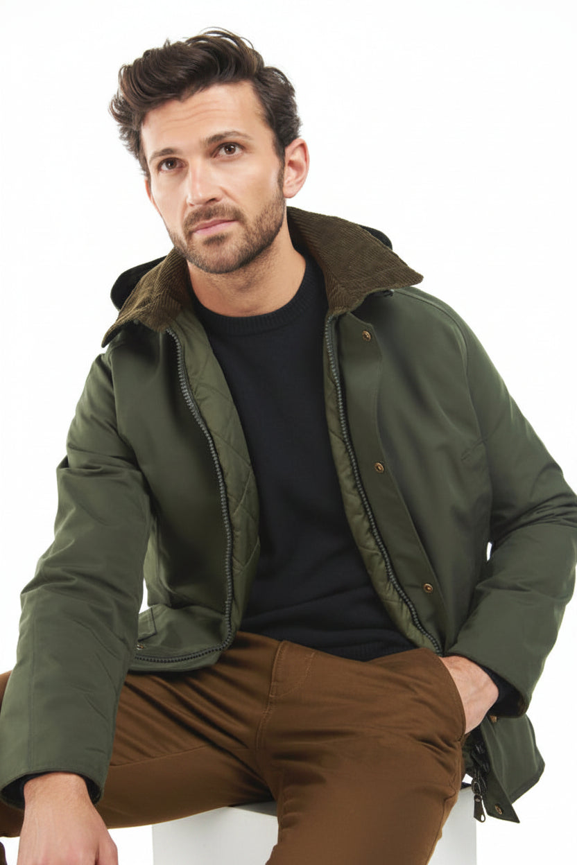 Mens Waterproof Quilted Jacket - Sage