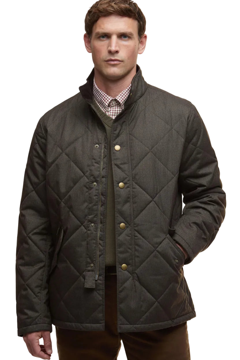 Mens Quilted Jacket - Dark Olive