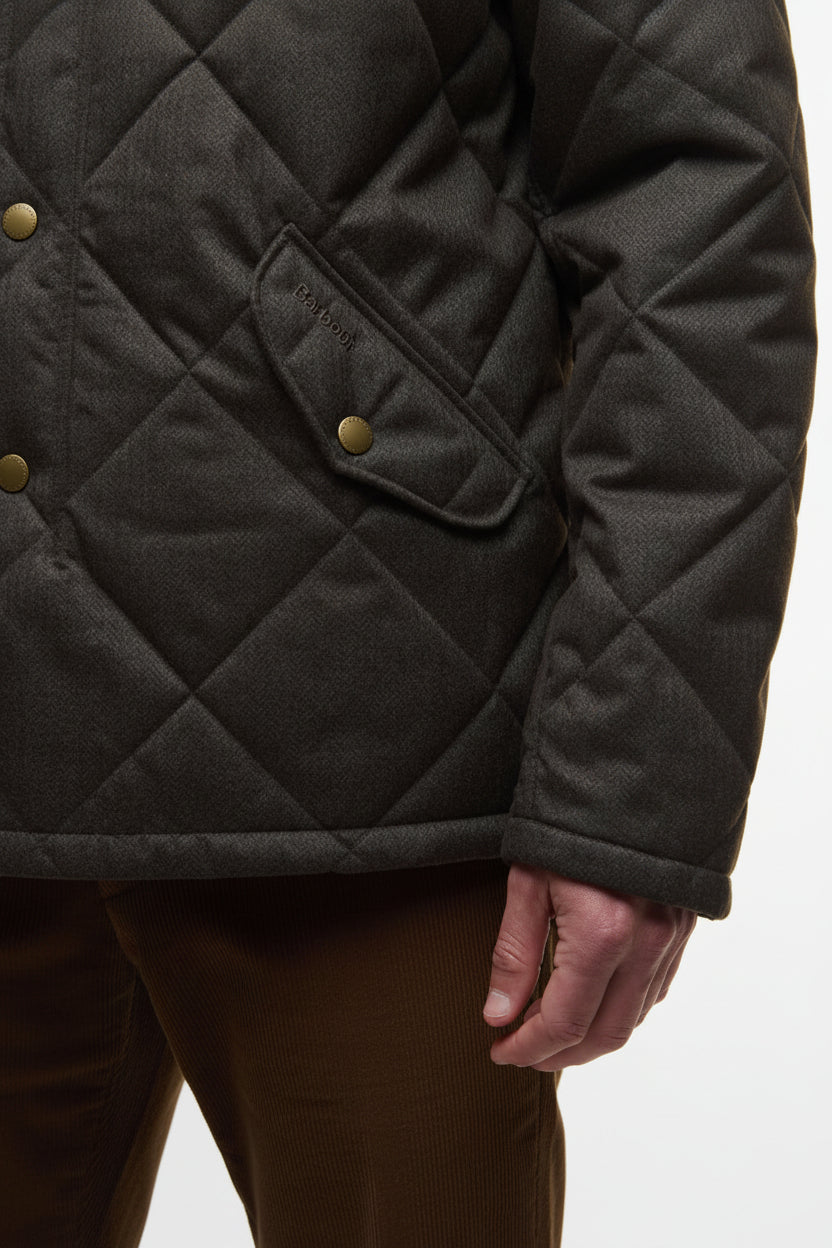 Mens Quilted Jacket - Dark Olive