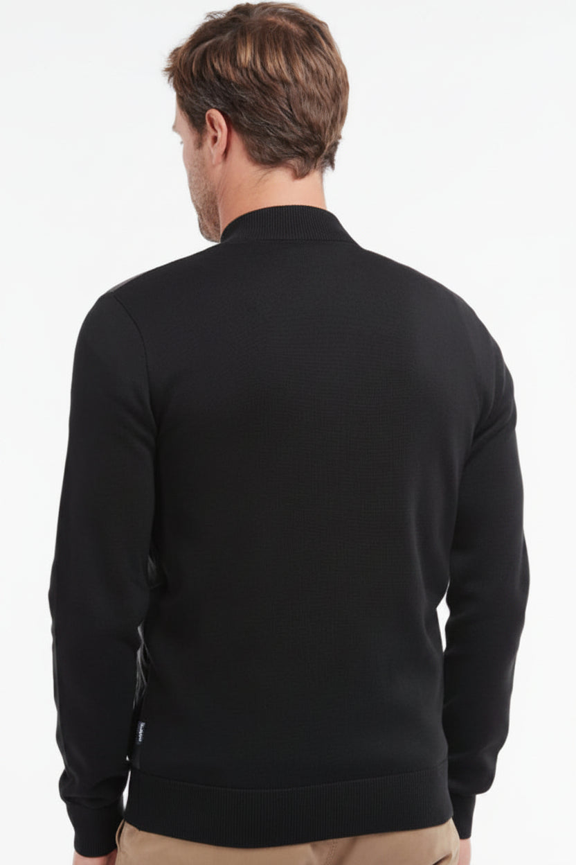 Mens Baffle Zip Sweater - Black