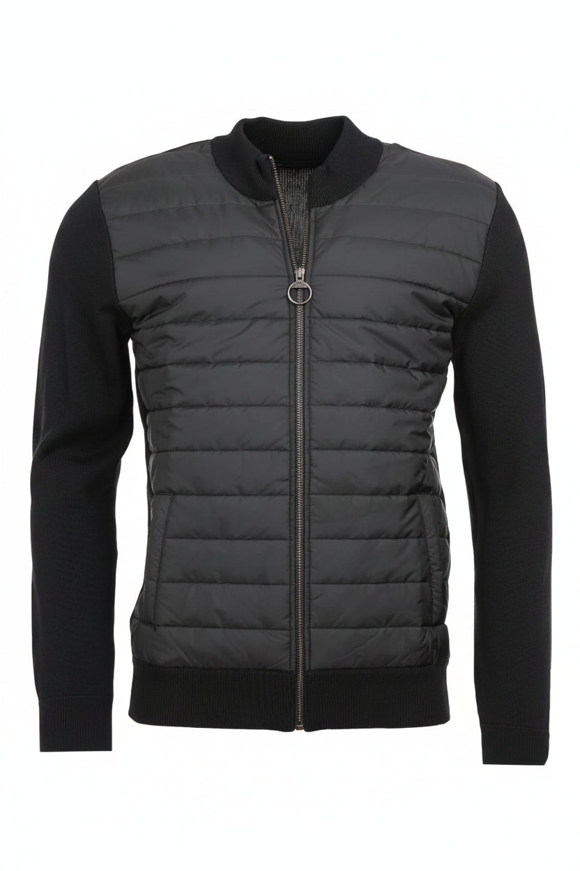 Mens Baffle Zip Sweater - Black