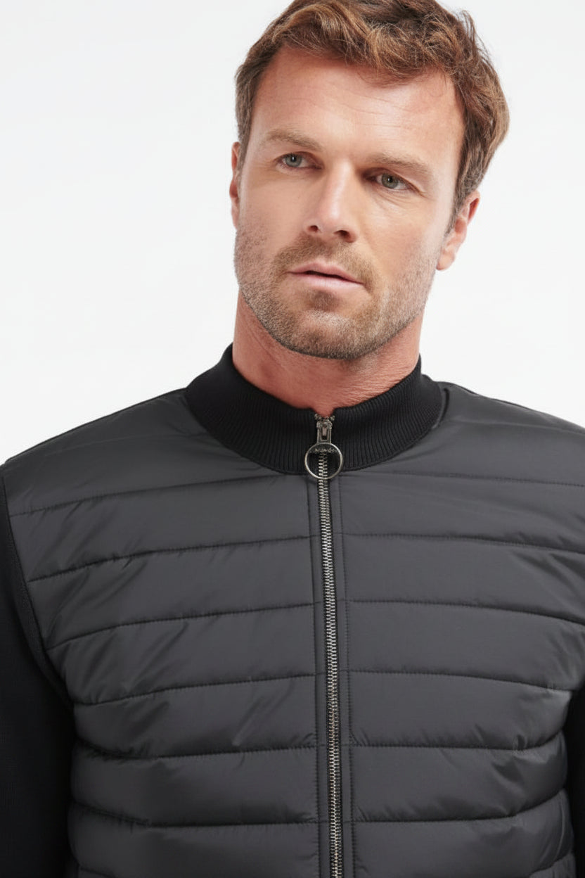 Mens Baffle Zip Sweater - Black