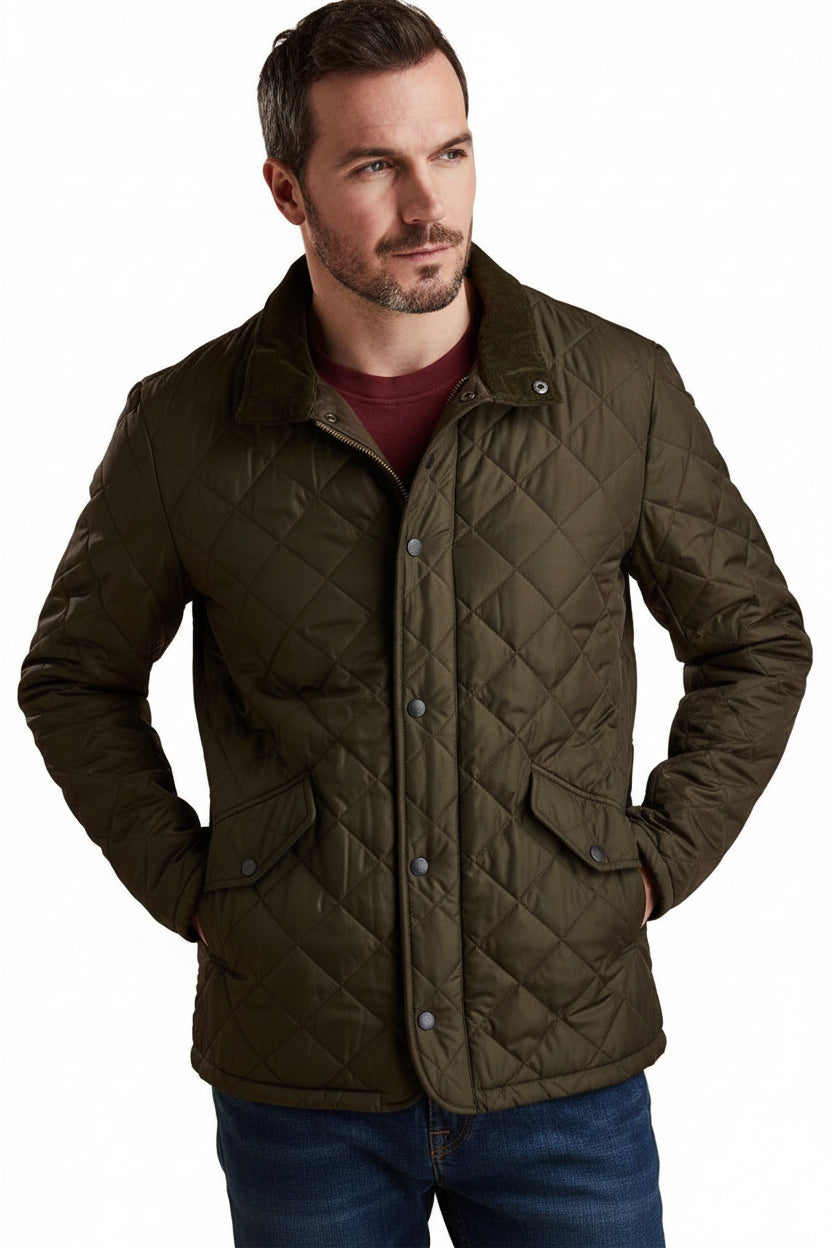 Mens Quilted Jacket - Olive