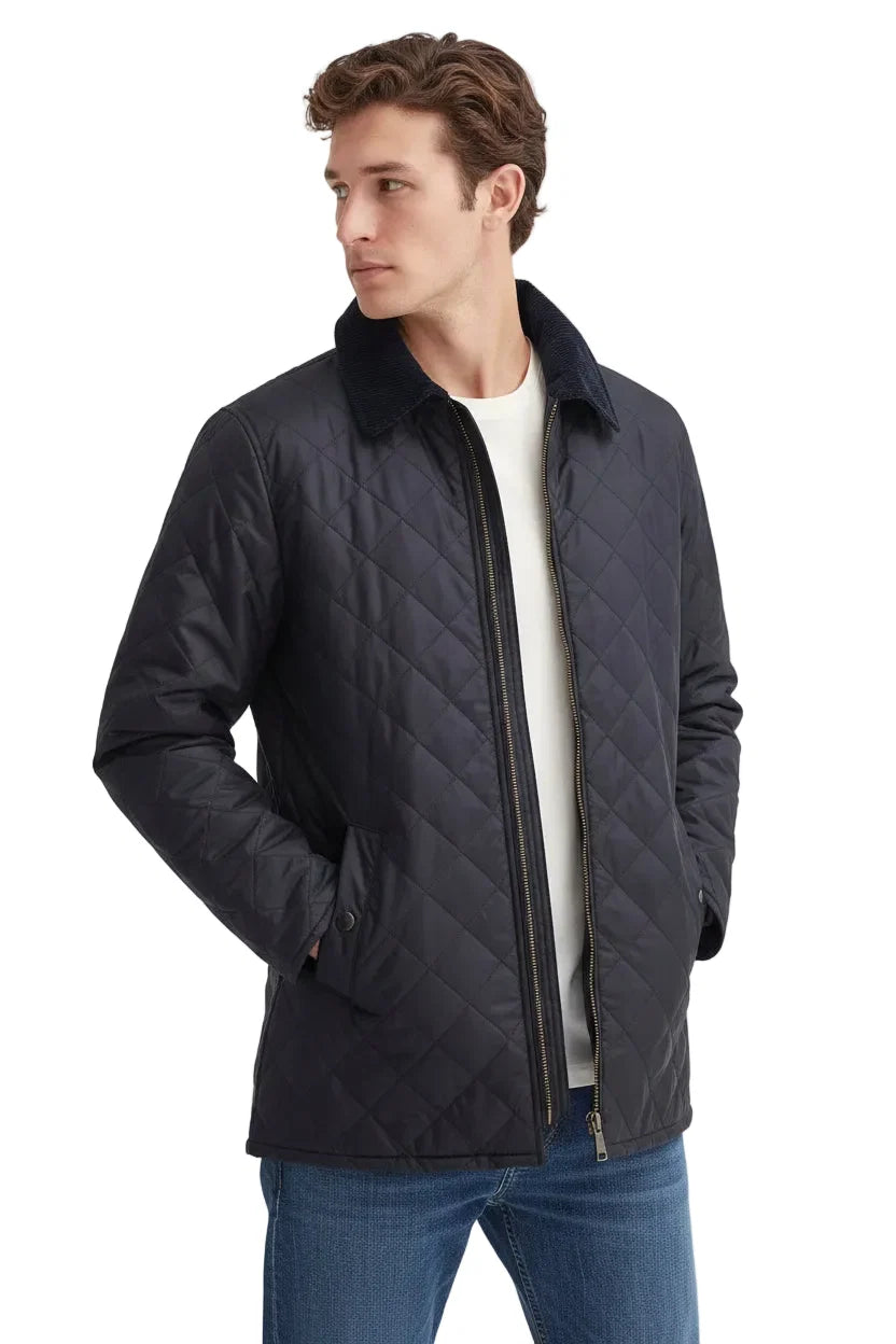 Mens Quilted Jacket - Navy