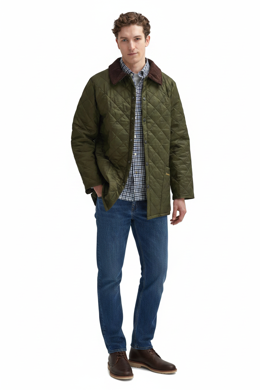Mens Quilted Jacket - Olive
