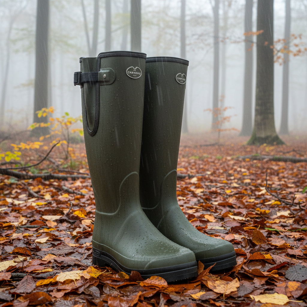 Mens Neoprene Lined Wellington Boot - Dark Green 7100